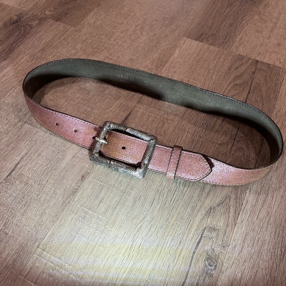 ABACO Paris Leather Size Small Belt Silver Made in Italy Clasp Buckle Vintage - Picture 1 of 8